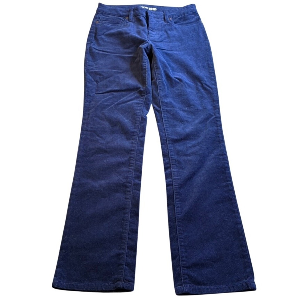 Lands‎ End Women's Navy Blue Corduroy Straight Leg Pants Size 4 Stretch Mid Rise
